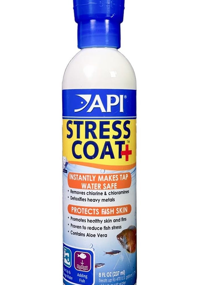 API Stress Coat Water Conditioner, 8 Fl Oz - Removes Chlorine and Heavy Metals, Contains Aloe Vera for Fish Health - Image 1
