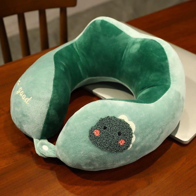 Cartoon Towel Embroidered U-Shaped Neck Pillow Plush Dinosaurs