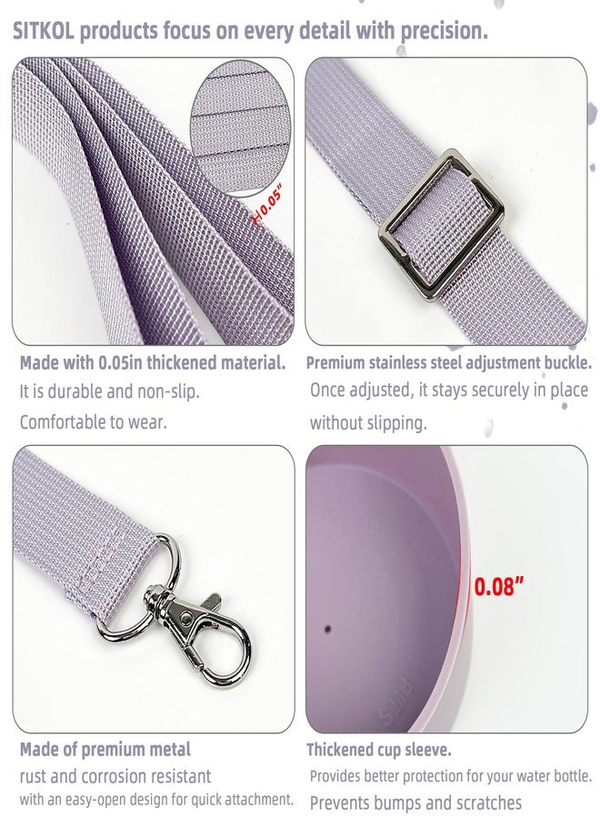 SITKOL Silicone Boot Set for Cute Owala Water Bottle 24 oz - Includes Non-Slip Sleeve, Shoulder Strap, Perfect Owala Accessories, Fits Free Sip, Tumbler, Matches Pink, Black & More (Purple) - Image 4