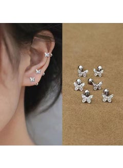Generic Hollow Butterfly Knot Stud Earrings Platinum 