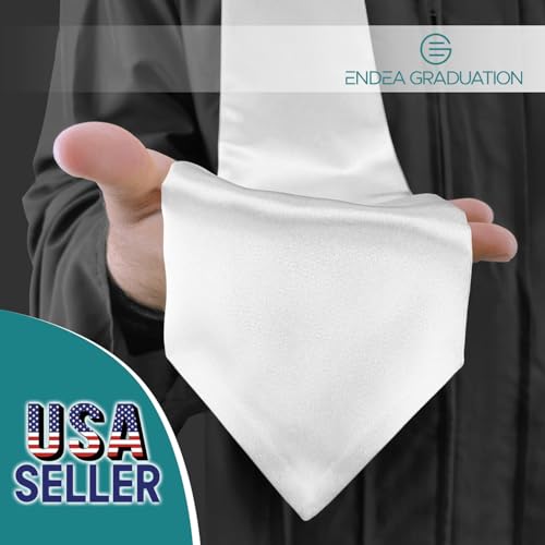 Endea Graduation Endea White Graduation Stole - Plain Color, Unisex, 62" Graduation Sash (White) - Image 2