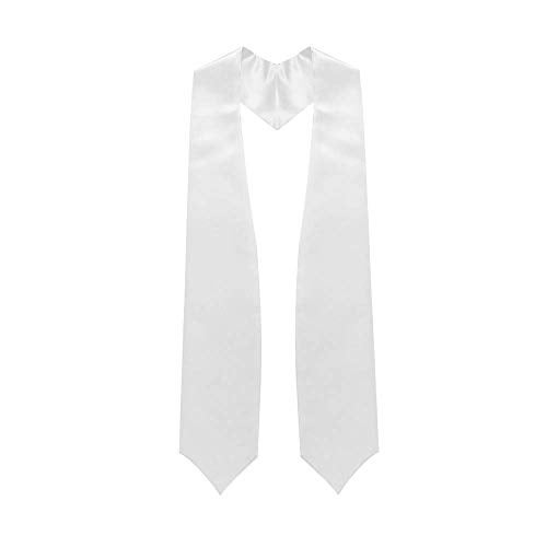 Endea Graduation Endea White Graduation Stole - Plain Color, Unisex, 62" Graduation Sash (White) - Image 1