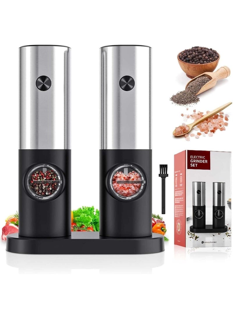 Eesyy Automatic Pepper Grinder Set, Electric Salt Pepper Grinder, Battery Operated, LED Light, Adjustable Coarseness - Image 1