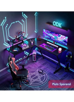AGD L-Shaped Desk Computer Corner Table 51 inch Home Gaming Desk Office Writing Workstation with Large Monitor Stand Space-Saving Easy to Assemble  - Image 2