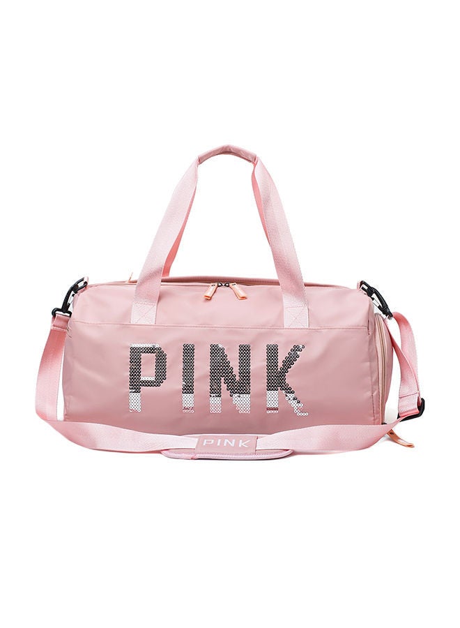 Y&D Large Capacity Letter Printed Sequins Duffel Bag Pink/Silver 