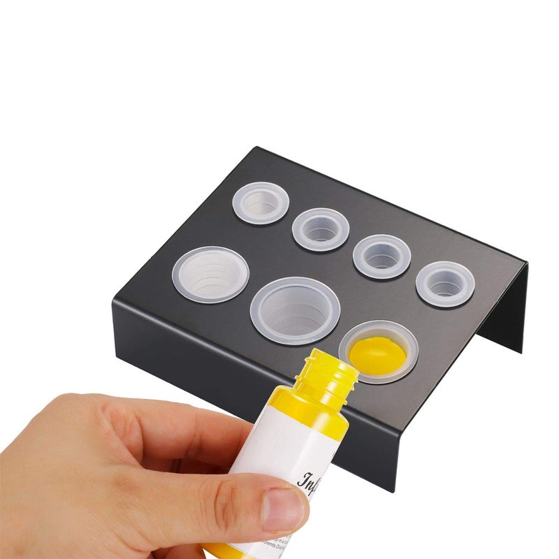 SHIELD PLUS SHIELD PLUS Ink Cup Holder Stand 7 Holes Metal Pigment Cap Holder With Tattoo Inkcup Small 50PCSMedium 50PCS Large With Base 25PCS - Image 3