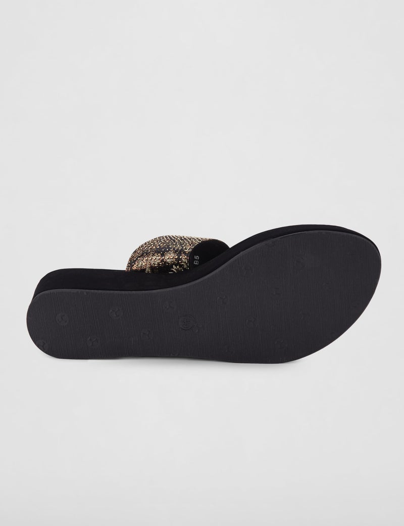 Mochi Women Black Wedge Heel Fashion Sandal UK/6 EU/39 (35-948) - Image 3