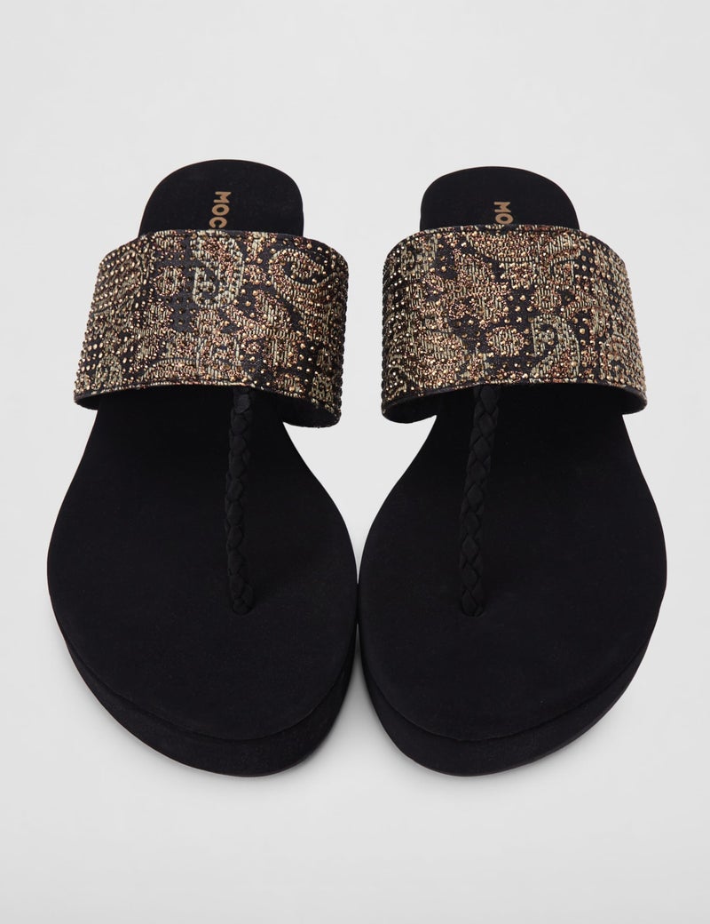 Mochi Women Black Wedge Heel Fashion Sandal UK/6 EU/39 (35-948) - Image 4