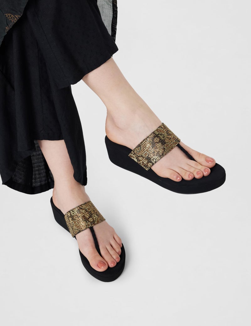 Mochi Women Black Wedge Heel Fashion Sandal UK/6 EU/39 (35-948) - Image 2