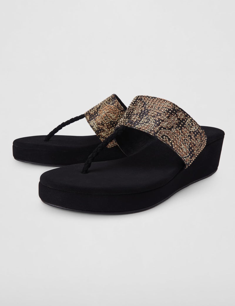 Mochi Women Black Wedge Heel Fashion Sandal UK/6 EU/39 (35-948) - Image 5