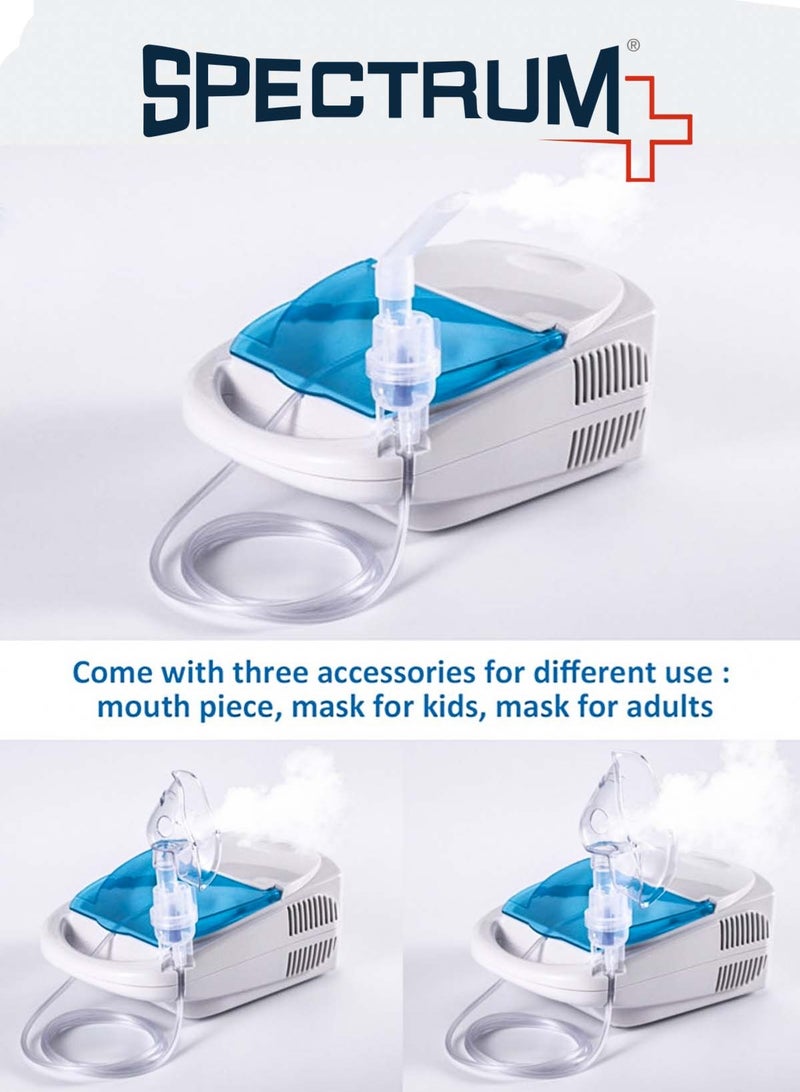 سبيكتروم جهاز نيبولايزر بضاغط كهربائي مكبسي عالي التحمل، جهاز استنشاق وبخار طبي للاستخدام المنزلي والمستشفيات، لعلاج الربو والتهاب الشعب الهوائية ومرض الانسداد الرئوي، تشغيل هادئ، أقنعة للكبار والأطفال، معتمد ISO 13485 وCE – موديل CNB69009 - Image 5