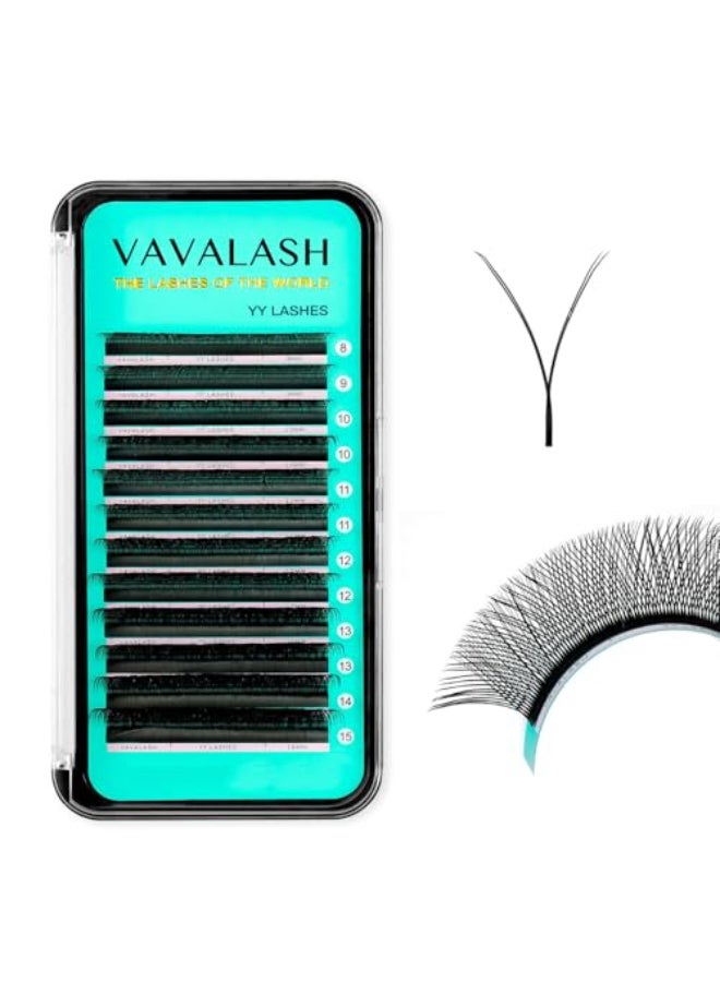 VAVALASH Y Lash Extensions D Curl 007mm 12mm Tray Easy Premade Volume 2D Fans Eyelash Extension YY Type Natural Volume Lashes Extension Soft Matte Black Lashes YY007D12mm