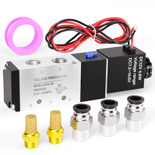TAILONZ PNEUMATIC 1/4"NPT Solenoid Valve DC12V Single Coil Pilot-Operated Electric 2 Position 5 Way Connection Type 4V210-08 Outlet wire - Image 1