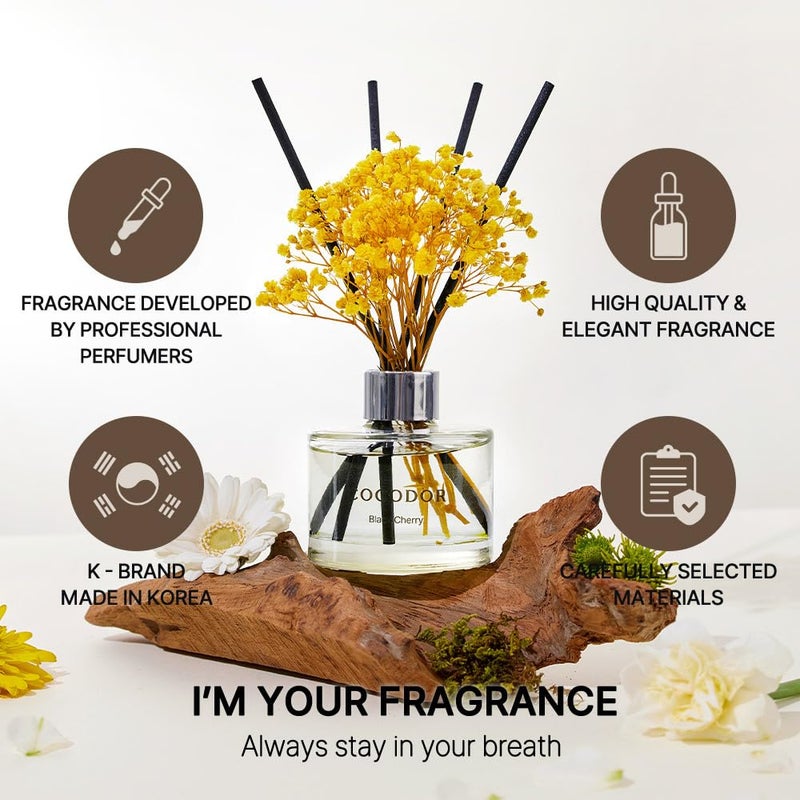COCODOR Flower Reed Diffuser Set / 6.7oz / La Tulip Garden/Scent Diffuser with Sticks Home Fragrance Reed Diffuser for Bathroom Shelf Decor for Women - Image 2