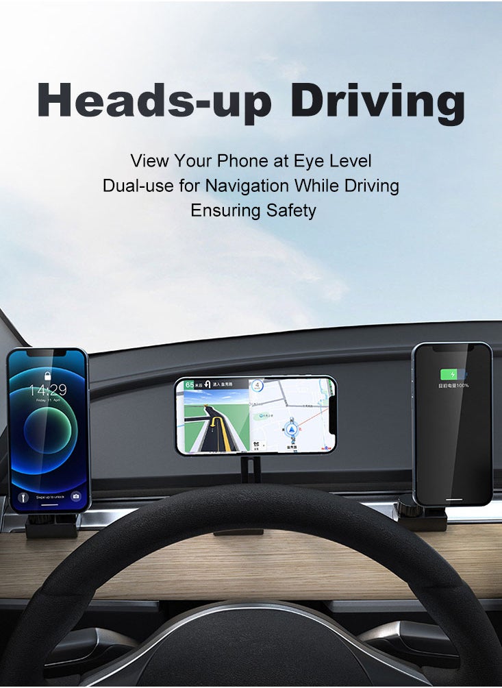 Perfii Alloy Phone Holder for Tesla Model 3 Model Y, Magnetic Car Vent Holder Compatible with iPhone 15 14 13 12 Pro Max Plus Mini and All Phone - Tesla Accessories  - Image 3