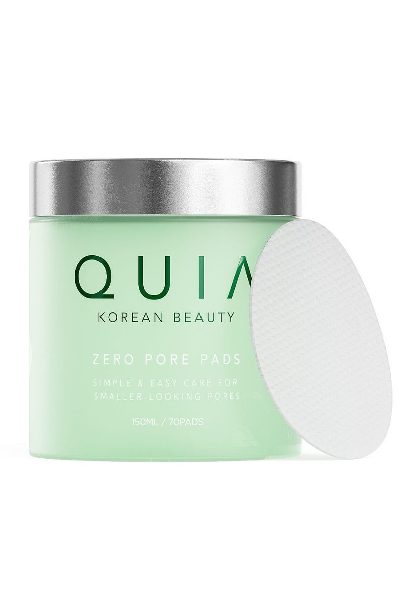 QUIA Beauty Zero Pore Pads – Deep Cleansing & Pore Minimizing – Reduces Excess Oil, Blackheads & Enlarged Pores – Gentle Exfoliation for Smooth, Clear Skin – Dermatologist Tested – 70 Pads - Image 1