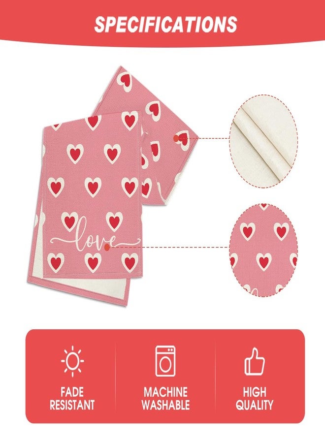 Artoid Mode Pink Love Hearts Valentine's Table Runner, Wedding Kitchen Dining Table Decoration for Home Party Decor 13x72 Inch - Image 5