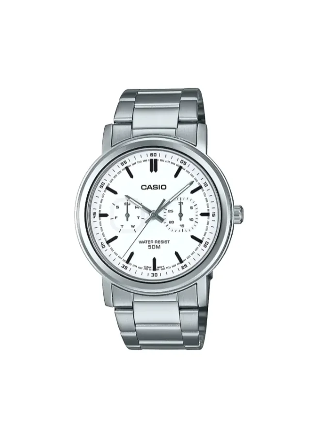 CASIO Men's Analog Display Watch With Silver Stainless Steel Strap - MTP-E335D-7EVDF
