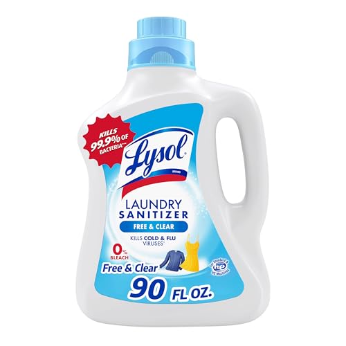 Lysol Laundry Sanitizer Additive, Free & Clear, Free from Fragrance and Dyes, 0% Bleach Laundry Sanitizer, Bacteria-causing Laundry Odor Eliminator, Unscented, 90 Fl Oz (Pack of 1) - Package May Vary - Image 1