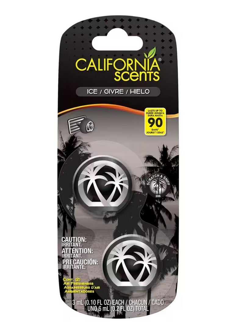 California Scents Mini Diffuser Vent Clip Air Freshener Ice Scent  - Image 1