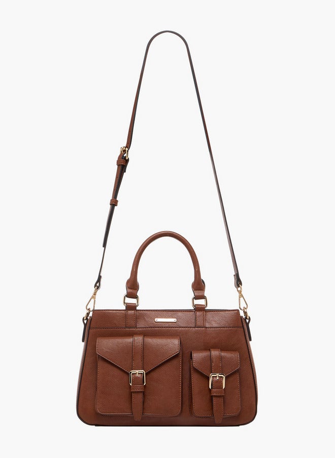 Celeste Solid Tote Bag with Detachable Strap and Zip Closure - Image 3