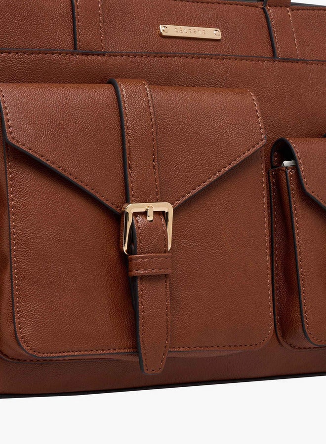 Celeste Solid Tote Bag with Detachable Strap and Zip Closure - Image 5