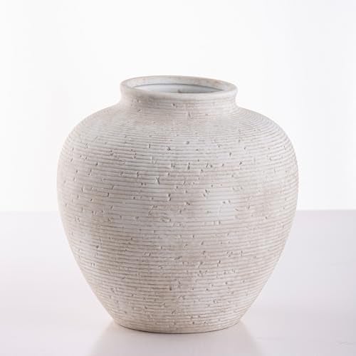 Vanselia Ceramic Flower Vase Home Decor - Large Tall Farmhouse Table Vases Rustic Vintage Living Room Kitchen Bedroom Decorations for House Book Shelf Office Coffee Desk Dining Fireplace (10" Rustic) - Image 2