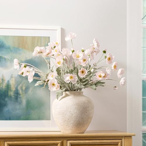 Vanselia Ceramic Flower Vase Home Decor - Large Tall Farmhouse Table Vases Rustic Vintage Living Room Kitchen Bedroom Decorations for House Book Shelf Office Coffee Desk Dining Fireplace (10" Rustic) - Image 5