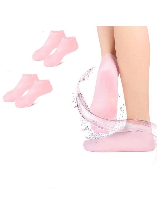 Calyrex Silicone Socks for Women Soft Gel Aloe Socks Anti-Slip Moisturizing Foot Socks for Repairing Dry Feet Cracked Heel and Softened Calluses Keratinized Foot Cover Foot Care Foot Film (2 Pairs) - Image 1