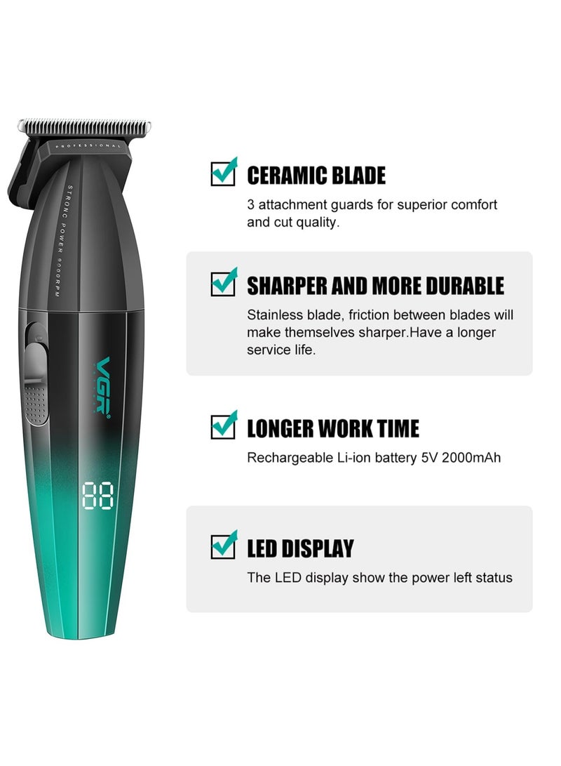 VGR Fresh Fade Professional Hair Trimmer, 9000rpm Zero Gapped Beard Trimmer for Men, DLC T-Blade Cordless Hair Clipper/Trimmer for Barbers and USB Rechargeable - V-906 - Image 4