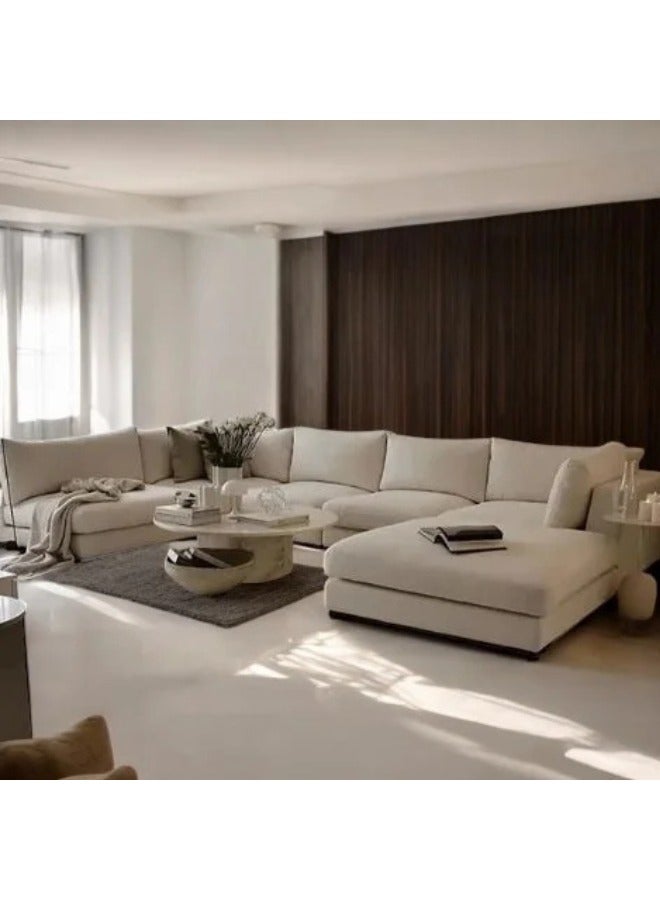 KUSTOMDECO Empress 6-Seater Fabric U Shape Sofa - Customizable Sectional Sofa for Living Room, Premium Upholstery, L-Shape Design - Image 1