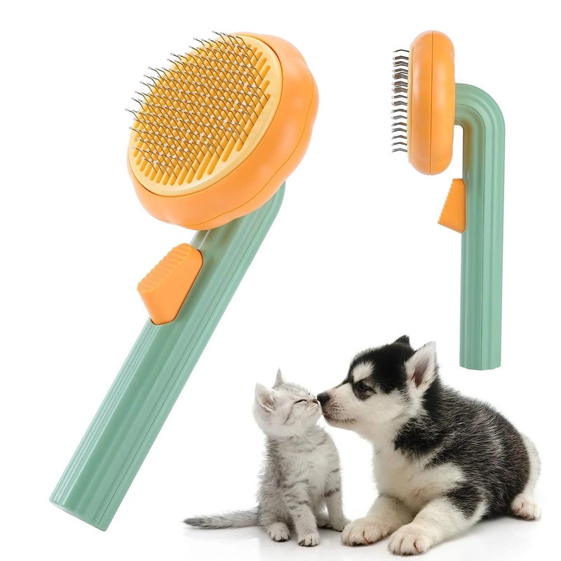Y&D Cat & Dog Pumpkin Brush - Self Cleaning Slicker Brush for Shedding, Grooming, Massage - Cute Donut Design - Pet Hair Removal Comb for Short & Long Hair - Image 2