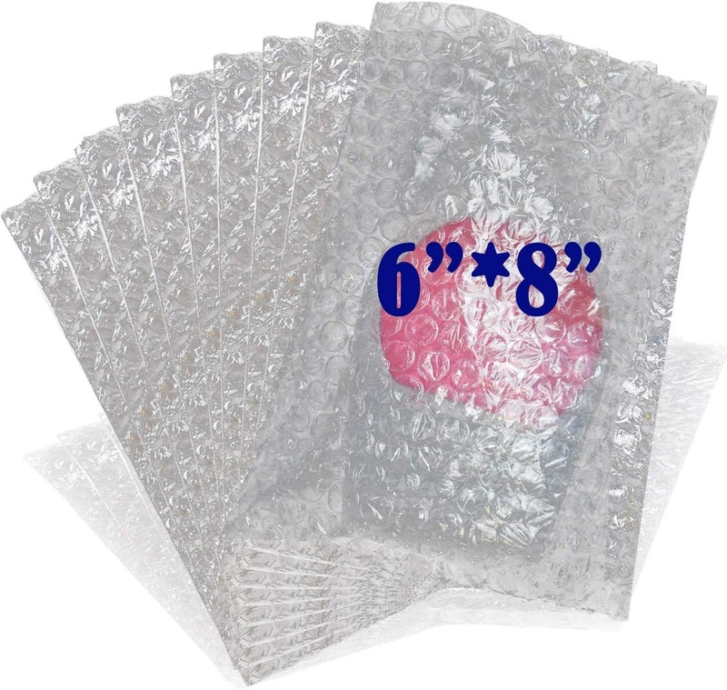 Evadow 100Pack 6x8 Inch Bubble Out Bags Bubble Pouches Wrap Cushioning Packaging Bags, Double-Side Premium Small Bubble Out Pouch for Moving, Shipping, and Storage - Image 1