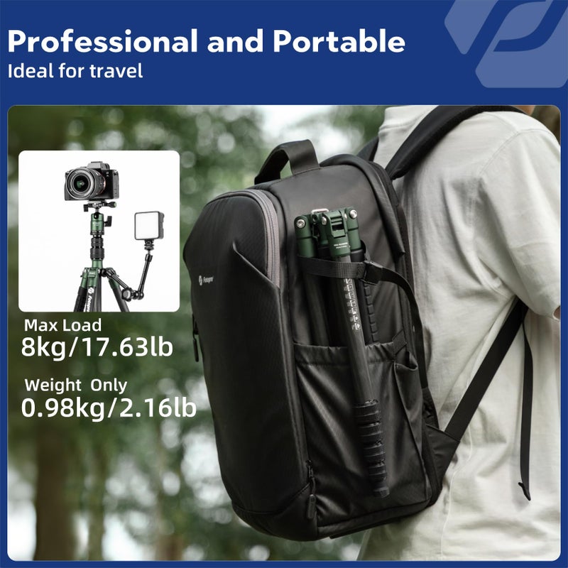 Fotopro 59" Carbon Fiber Travel Tripod, Compact Camera Tripod with Metal Ball Head, Detachable Monopod with Quick Release Plate and Bag, Load up to 8KG/17.63lbs - Image 2