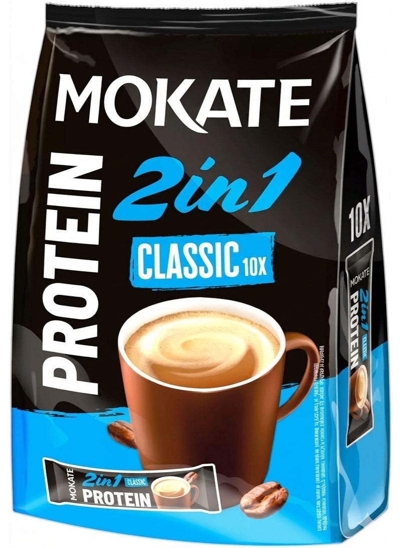 MOKATE 2 in 1 Classic Protein Coffee 8g x 10 Sachets 80g - Image 1