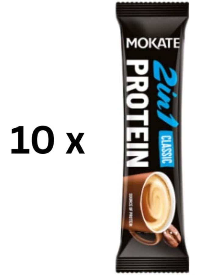 MOKATE 2 in 1 Classic Protein Coffee 8g x 10 Sachets 80g - Image 2