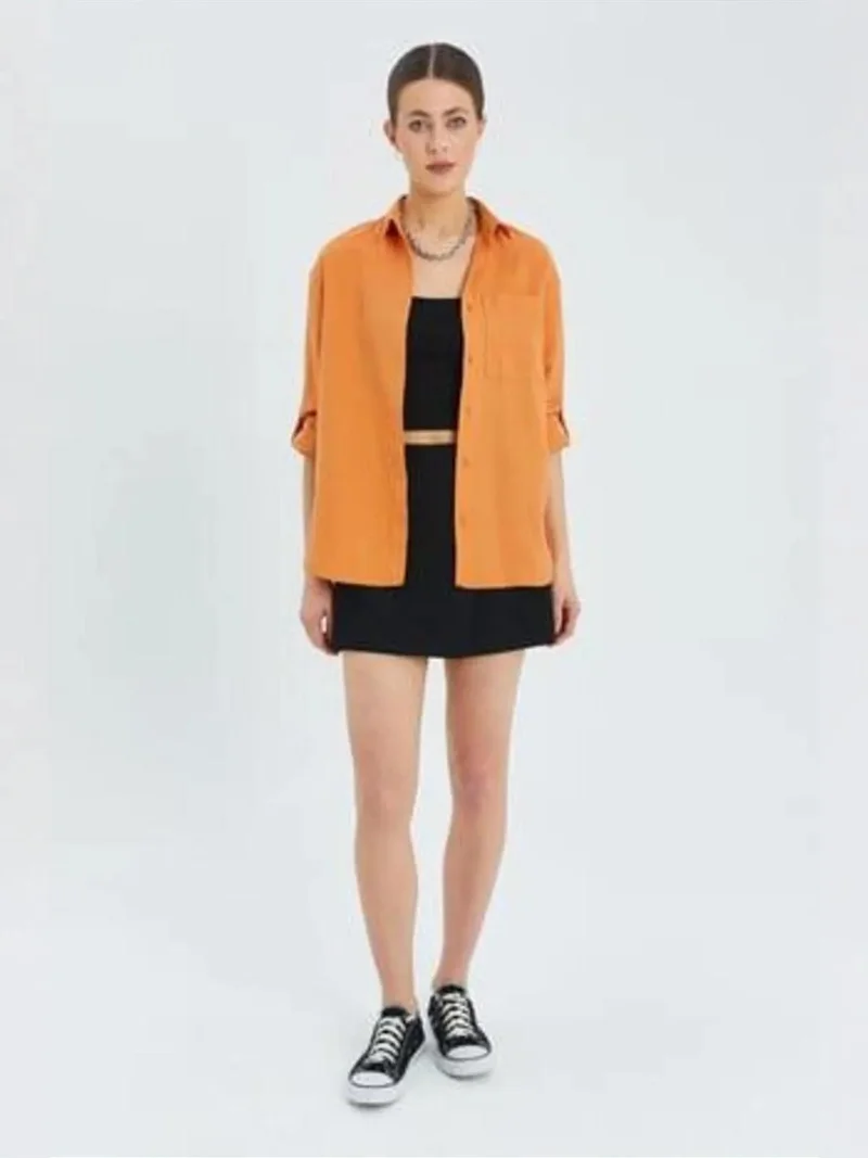 MixRay Mixray Long Sleeve Button-Up Shirt with Pocket