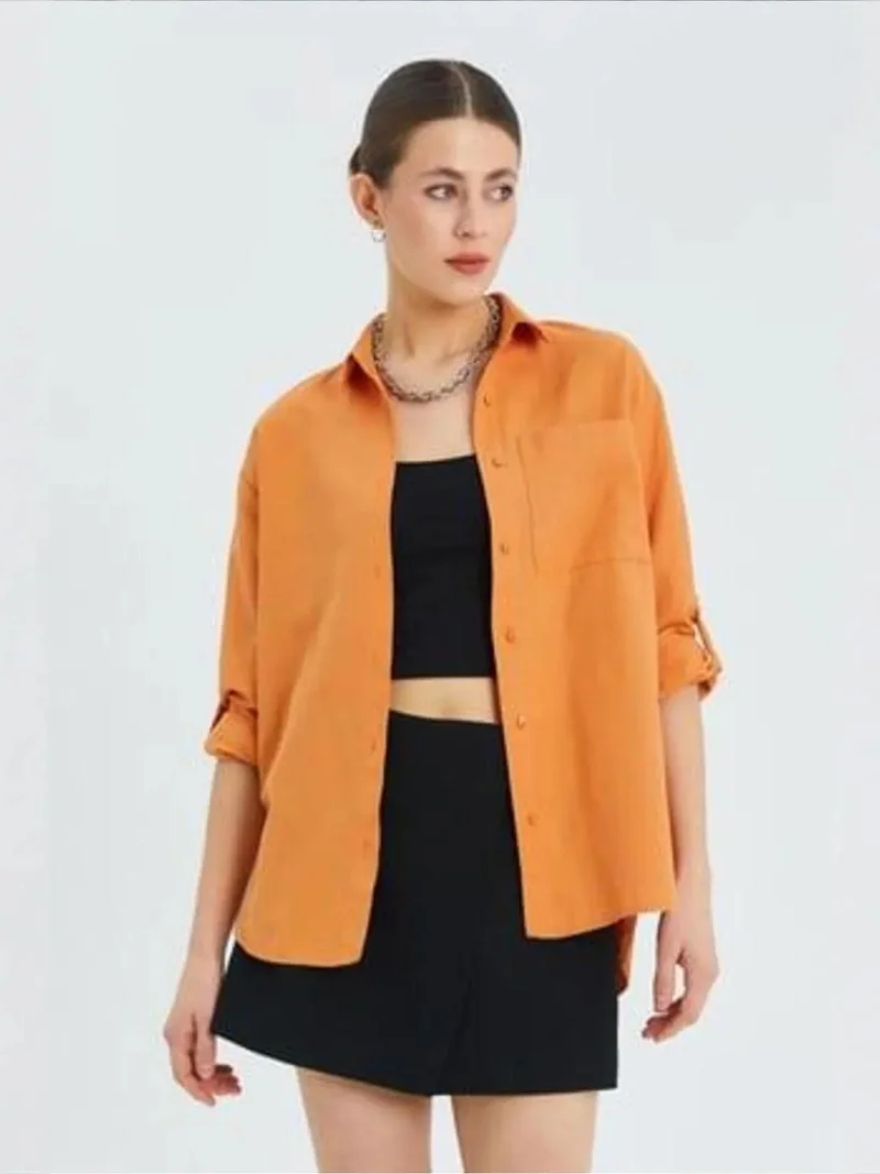 MixRay Mixray Long Sleeve Button-Up Shirt with Pocket