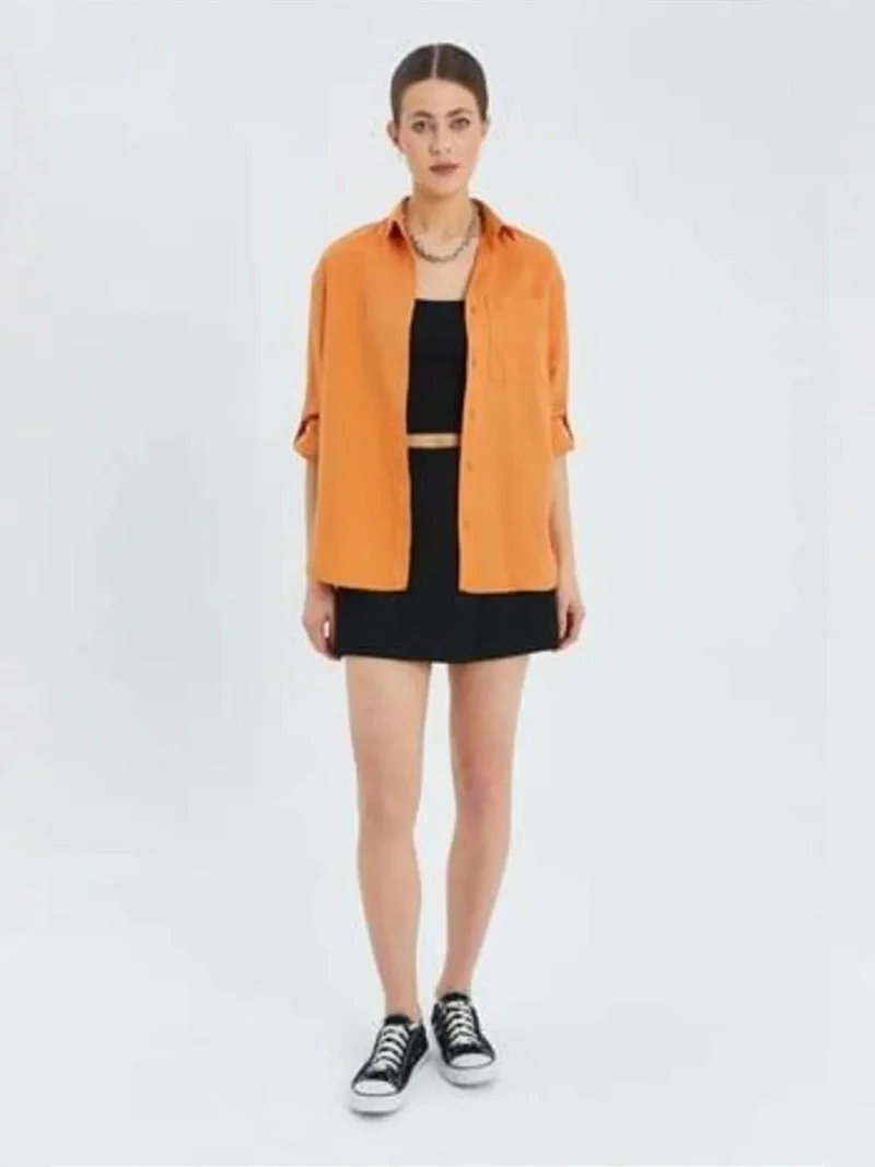 ميكسراي قميص بأزرار وأكمام طويلة مع جيب