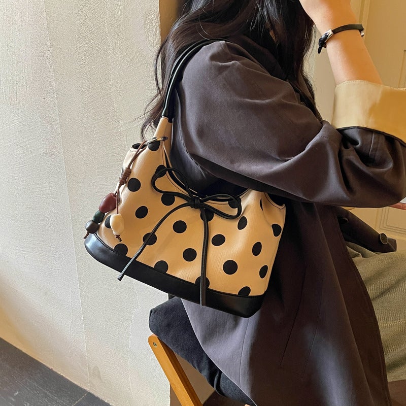 Women's Tote Bag - Large Capacity, Polka Dot, Shoulder Handbag - Image 3