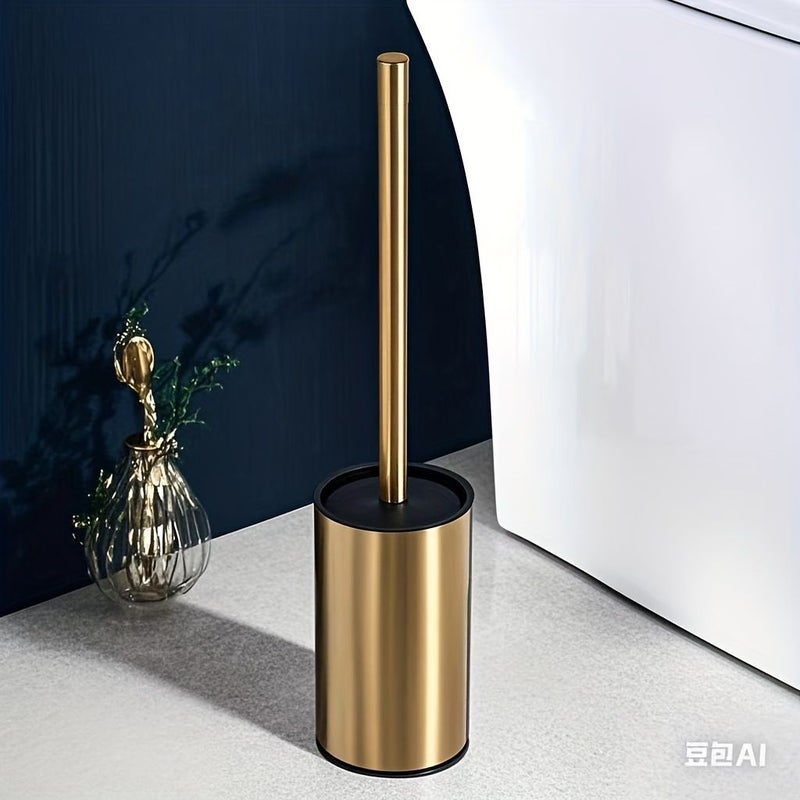 1 Pcs Gold 304 Stainless Steel Toilet Brush For Bathroom Cleaning - Image 1