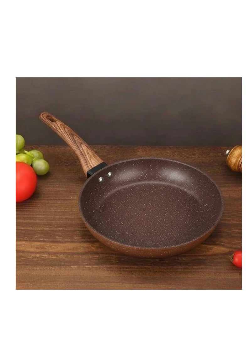 مقلاة للقلي والطهي بمقبض خشبي - قدر طهي غير لاصق، سهل التنظيف ومقاوم للخدش، مقاس 26 سم. - Image 3