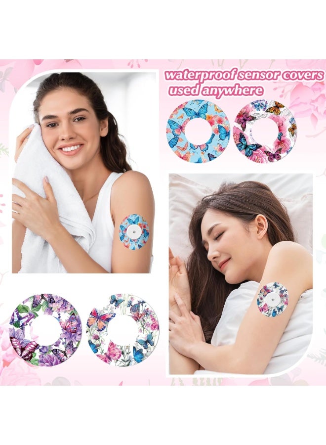 SYOSI 36 Pack Adhesive Patches for Libre 2 Sensor, Butterfly Design Waterproof & Sweatproof CGM Covers – Colored Glucose Monitor Protection with Split Backing - Image 4