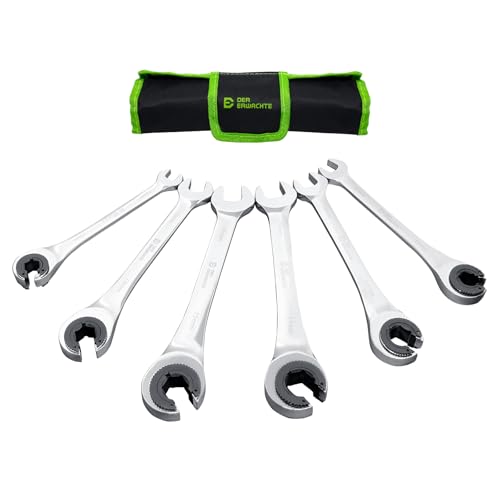 Der Erwachte 6-Piece Ratcheting Wrench Set, Metric Ratcheting Tubing Wrench Set, 10-17mm, 72-Tooth Gear, CR-V Steel, with Organizer Bag, Gifts for Men - Image 1