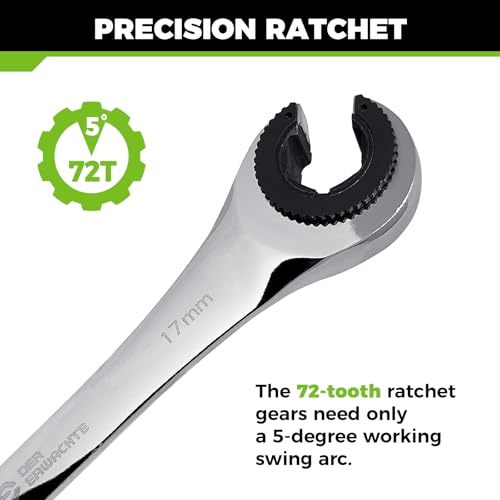 Der Erwachte 6-Piece Ratcheting Wrench Set, Metric Ratcheting Tubing Wrench Set, 10-17mm, 72-Tooth Gear, CR-V Steel, with Organizer Bag, Gifts for Men - Image 5