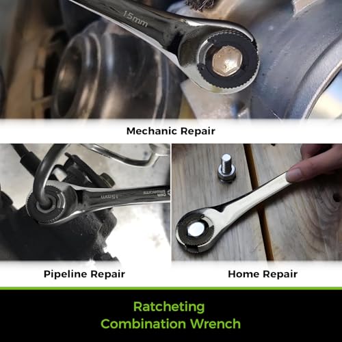 Der Erwachte 6-Piece Ratcheting Wrench Set, Metric Ratcheting Tubing Wrench Set, 10-17mm, 72-Tooth Gear, CR-V Steel, with Organizer Bag, Gifts for Men - Image 4