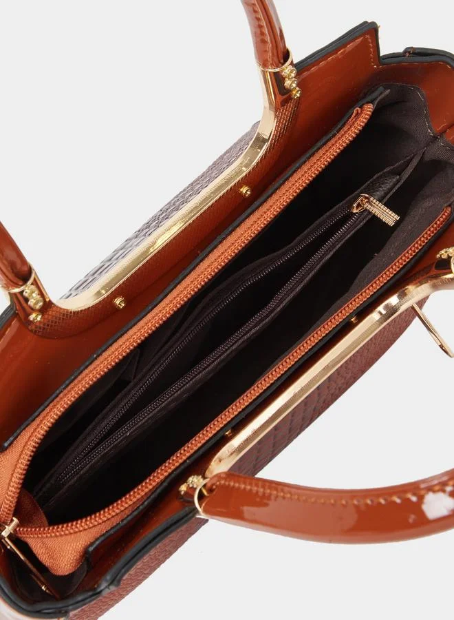 تايك تو Take Two Croc Skin Dual Handles Handbag