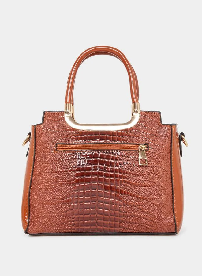 تايك تو Take Two Croc Skin Dual Handles Handbag
