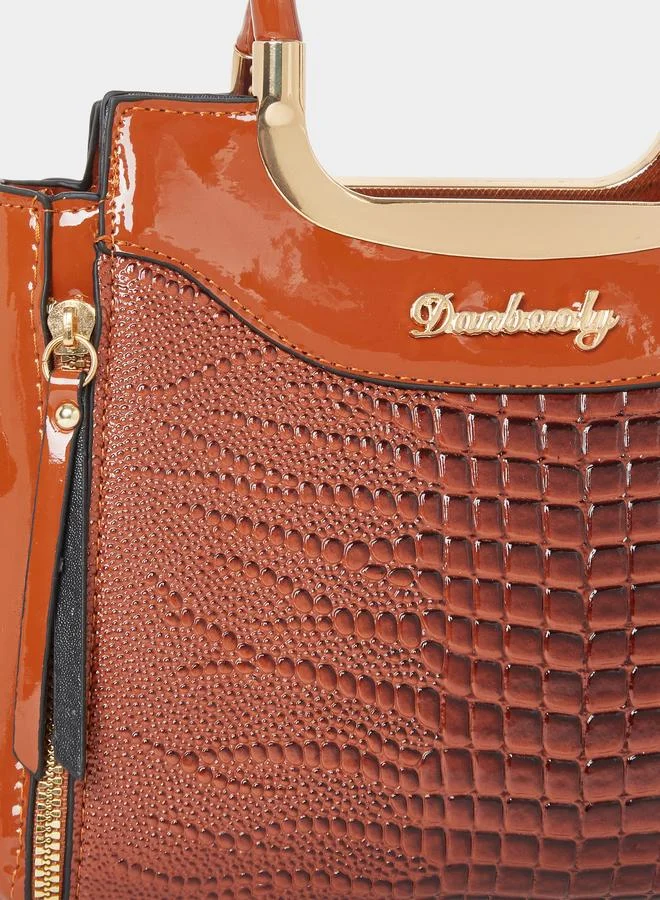 تايك تو Take Two Croc Skin Dual Handles Handbag