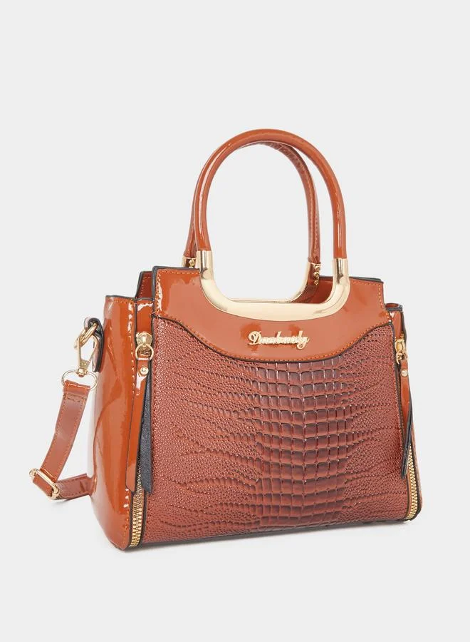 تايك تو Take Two Croc Skin Dual Handles Handbag